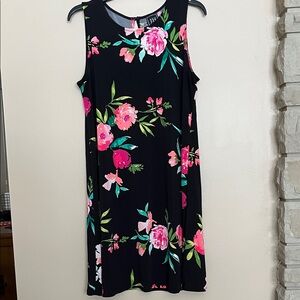 Black Dress with Pink Floral Pattern